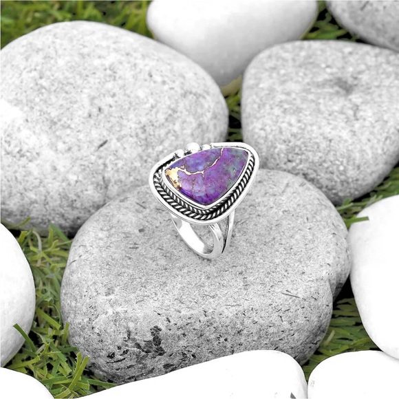 Copper turquoise sterling silver ring size 7 - Picture 4 of 4